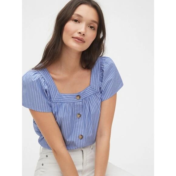 NWT BCBGMAXAZRIA & GAP Striped Square Neck Button Up Top & Blouse Bundle Size M - Picture 2 of 11